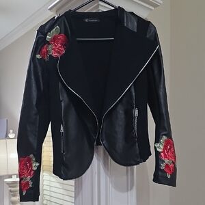 INC Black Floral Embroidered Women's Jacket